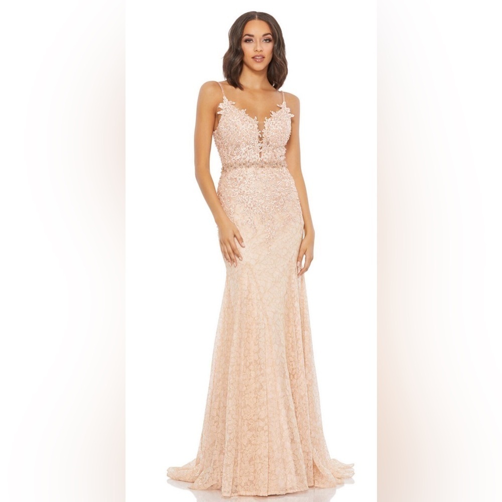 Mac Duggal 79341 NWT Flawed Godet Skirt Lace Dress